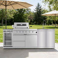 Biscayne Bay 46" 4-Burner Propane Outdoor Kitchen Island | 72,000 BTU, Sink, Refrigerator, Rotisserie & Black Galaxy Granite Countertops