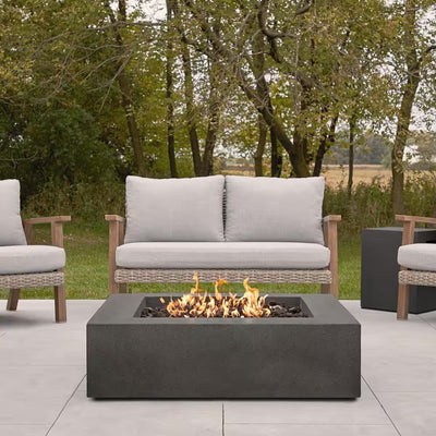 Brookhurst 42" Square GFRC Propane Fire Pit | Carbon Finish | Lava Rocks Included