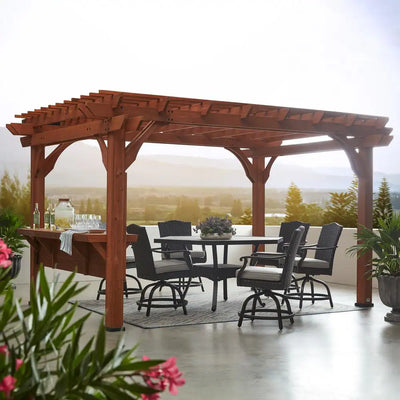 Backyard Discovery Ashland 10' x 14' Cedar Pergola | Built-In Bar, PowerPort & 100 mph Wind Rating