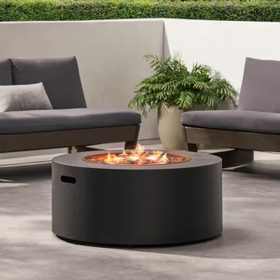 32" Round Iron Propane Fire Pit Table – 40,000 BTU in Dark Grey