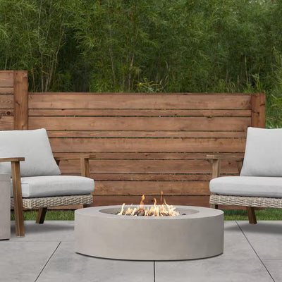 Brookhurst 43" Round GFRC Propane Fire Pit | Flint Finish | Lava Rocks Included