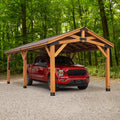 Backyard Discovery Norwood Gazebo | 24' x 12' Cedar Hardtop Patio Gazebo with Steel Roof & PowerPort
