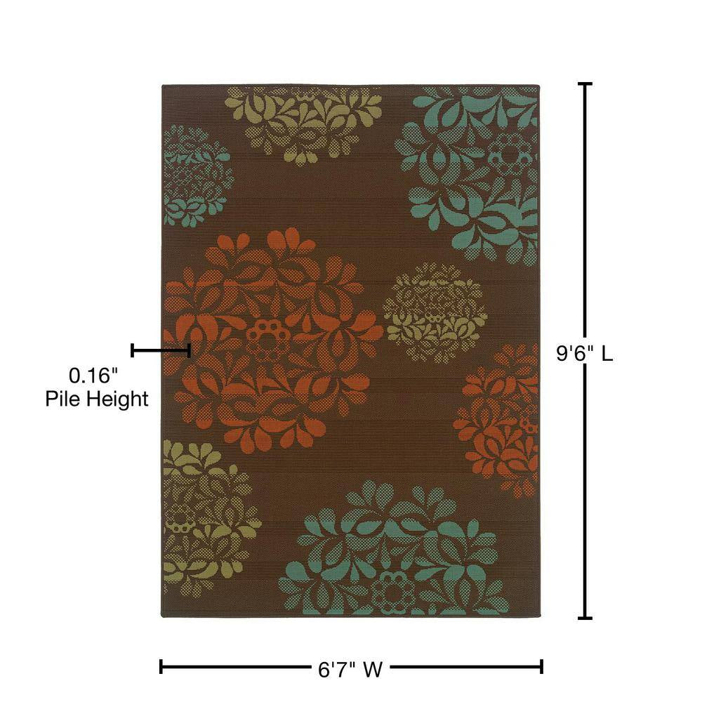 Hilo Brown 7 Ft. X 10 Ft. Indoor/Outdoor Patio Area Rug