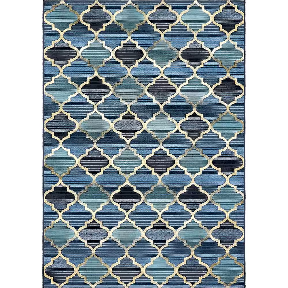 Outdoor Eden Trellis Blue 4' 0 X 6' 0 Area Rug