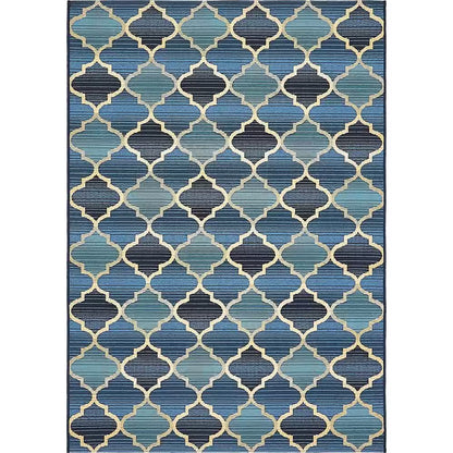 Outdoor Eden Trellis Blue 4' 0 X 6' 0 Area Rug