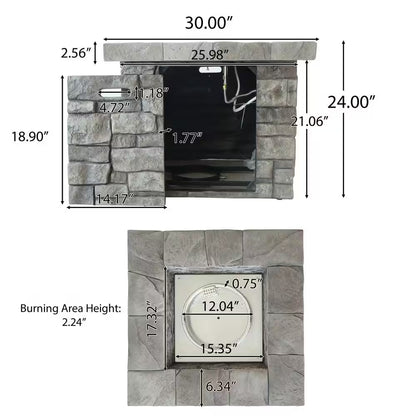 Xiomara 30 In. X 24 In. Square MGO Propane Outdoor Patio Fire Pit in Grey