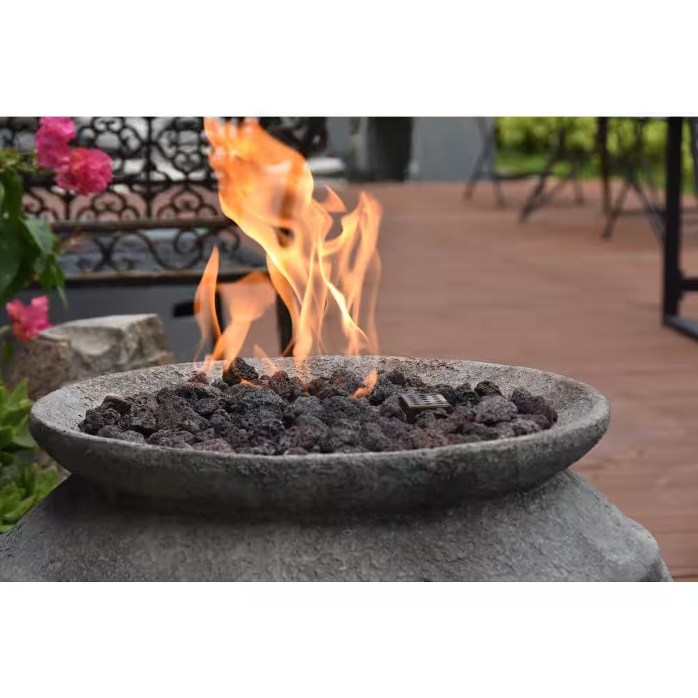 Pompeii 26 In. High Barrel Concrete Liquid Propane Fire Pit