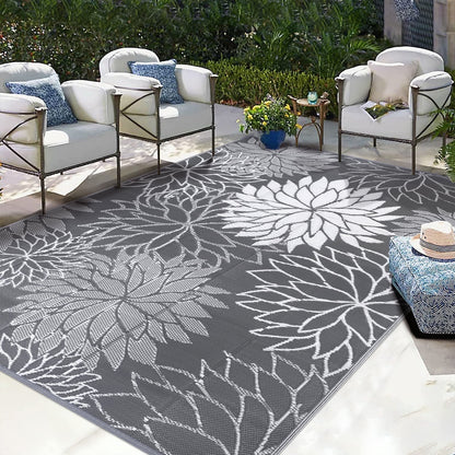 Outdoor Rugs for Patios Clearance 9'X12' Waterproof Patio Mat Plastic Straw Rug Reversible RV Camping Tent Rug outside Area Rug for RV, Patios,Deck, Beach,Balcony, Camping