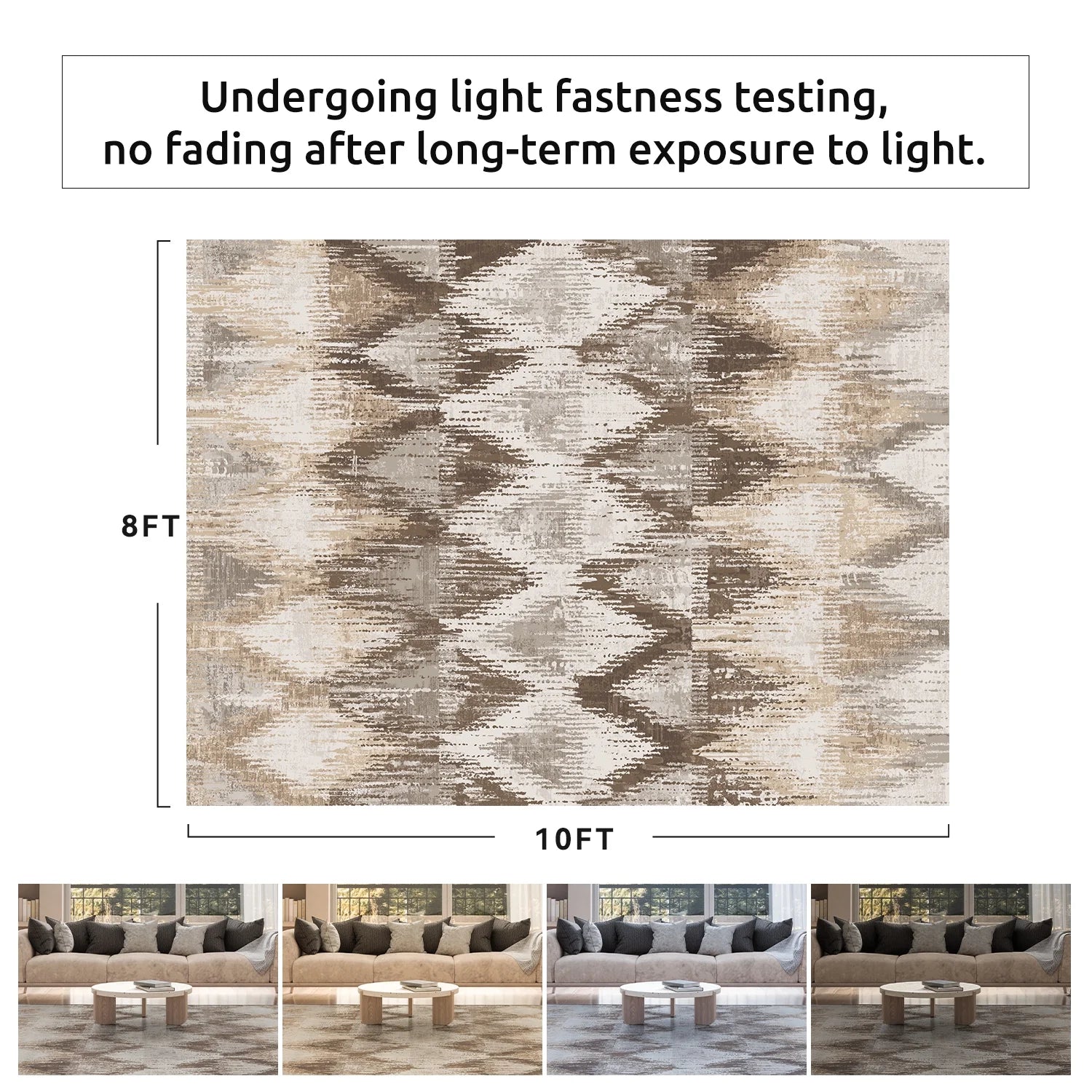 Outdoor Rugs 8'X10' Modern Diagonal Patio Carpet Washable Area Rug for Living Room Indoor Outdoor Balcony Brown
