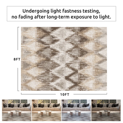 Outdoor Rugs 8'X10' Modern Diagonal Patio Carpet Washable Area Rug for Living Room Indoor Outdoor Balcony Brown