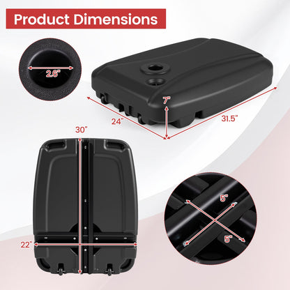 Black rectangular container with dimensions labeled on a white background