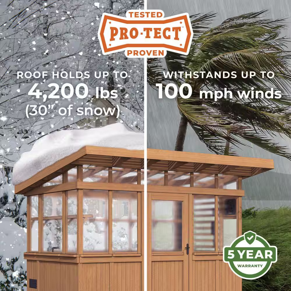 Poppy 11 Ft. W X 7 Ft. D X 8 Ft. H Cedar Wood and Polycarbonate Light Brown Walk-In Outdoor Greenhouse Kit