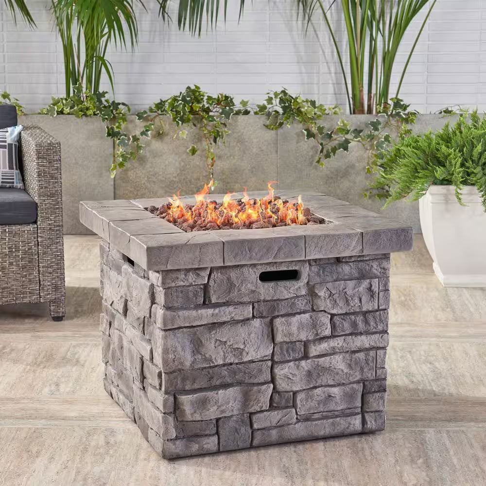 Xiomara 30 In. X 24 In. Square MGO Propane Outdoor Patio Fire Pit in Grey