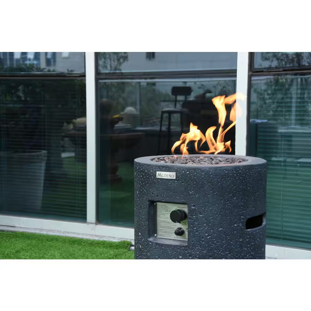 Lava Tube 27.8 In. High round Concrete Liquid Propane Fire Pit