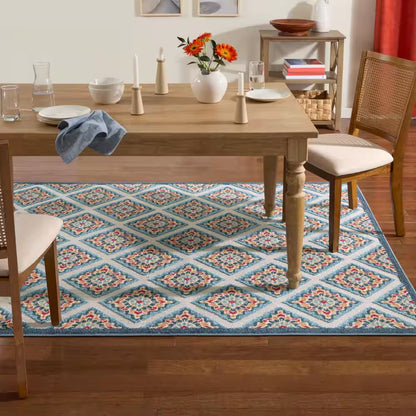 Brooks Retro Red/Multicolor 8 Ft. X 10 Ft. Geometric Indoor/Outdoor Patio Area Rug