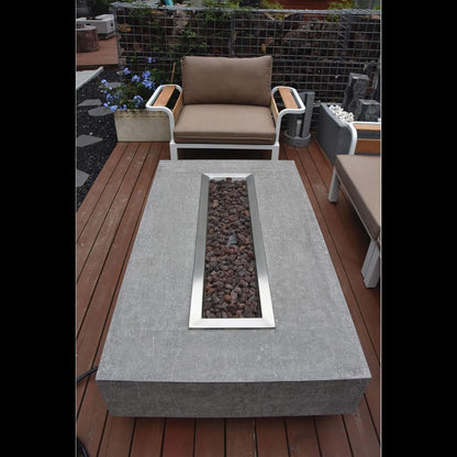 Hampton 56'' x 32'' Cast Concrete Fire Pit Table | 45,000 BTU | Propane | Lava Rocks & Cover