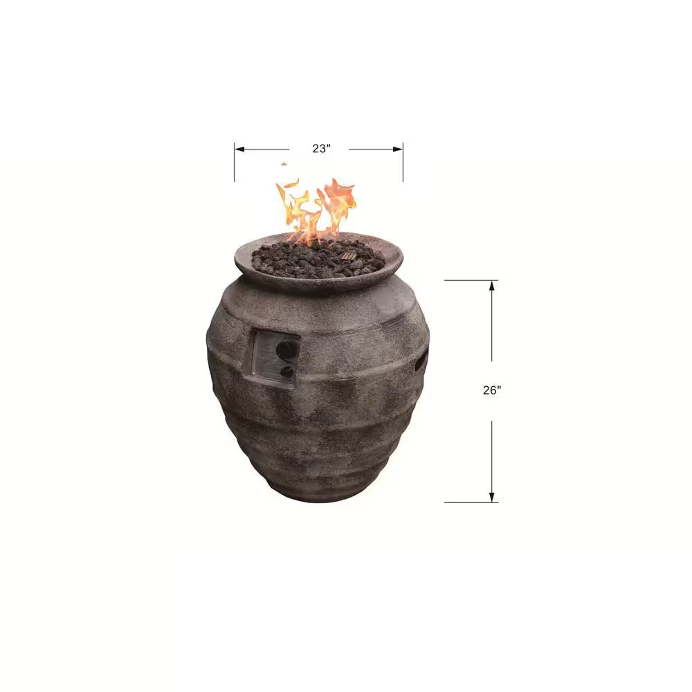 Pompeii 26 In. High Barrel Concrete Liquid Propane Fire Pit