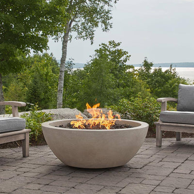 Pompton 42" Round Concrete Composite Propane Fire Pit – Fog Finish with Vinyl Cover