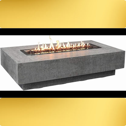 Hampton 56'' x 32'' Cast Concrete Fire Pit Table | 45,000 BTU | Propane | Lava Rocks & Cover