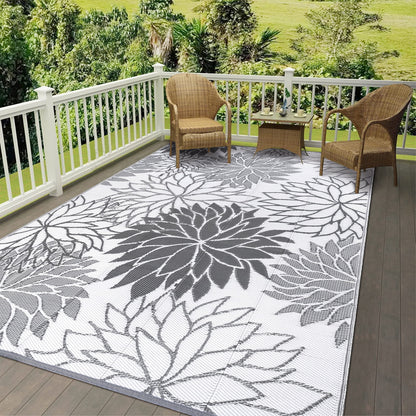Outdoor Rugs for Patios Clearance 9'X12' Waterproof Patio Mat Plastic Straw Rug Reversible RV Camping Tent Rug outside Area Rug for RV, Patios,Deck, Beach,Balcony, Camping