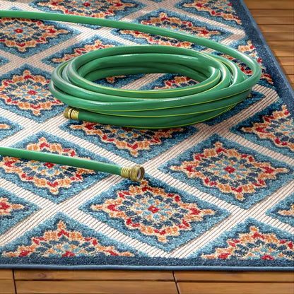 Brooks Retro Red/Multicolor 8 Ft. X 10 Ft. Geometric Indoor/Outdoor Patio Area Rug