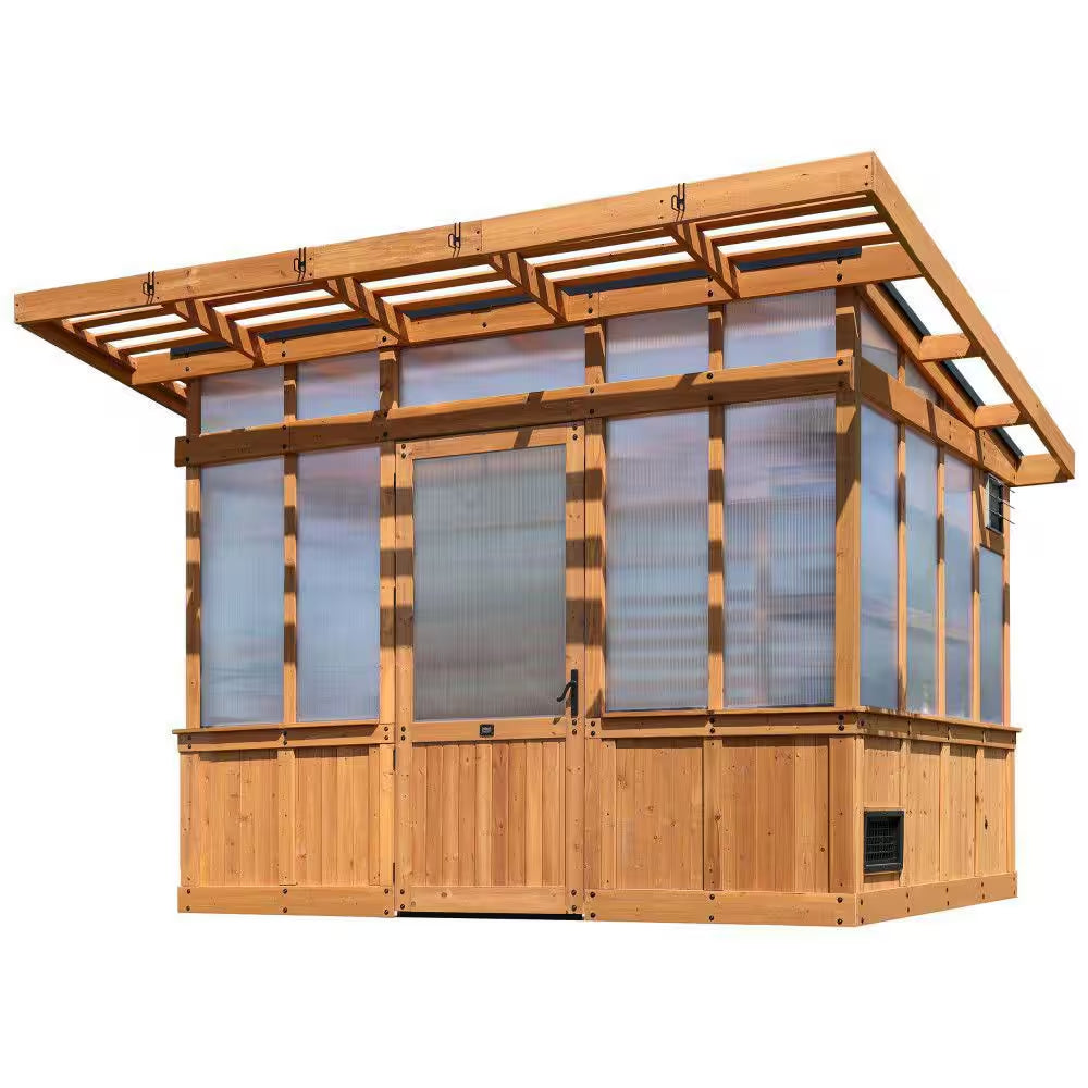 Poppy 11 Ft. W X 7 Ft. D X 8 Ft. H Cedar Wood and Polycarbonate Light Brown Walk-In Outdoor Greenhouse Kit