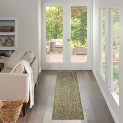 Tulum Olive 2 Ft. X 6 Ft. Center Medallion Contemporary Runner Area Rug