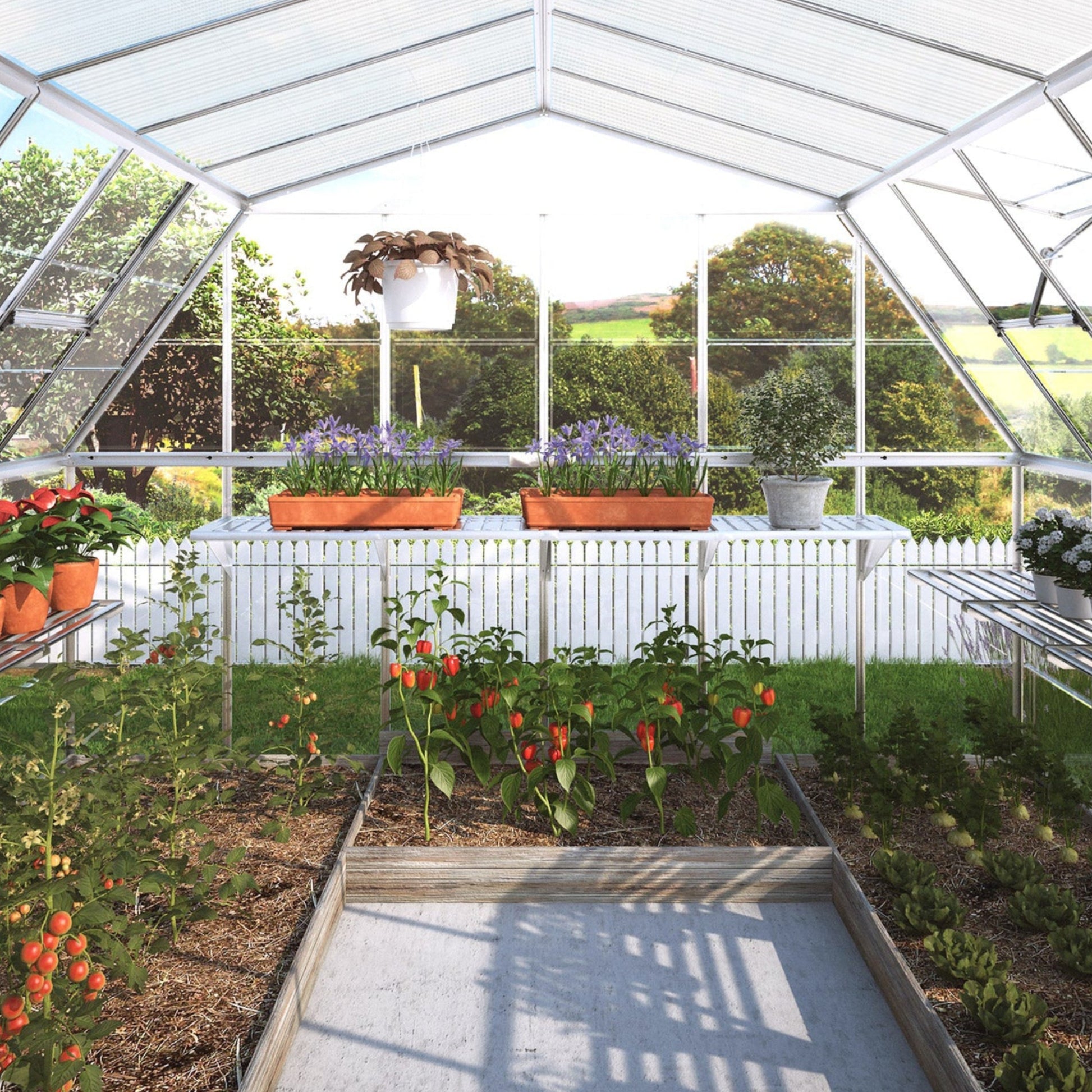 Palram Canopia Americana 12 Ft. X 12 Ft. Greenhouse Kit with Premium Accessory Pack