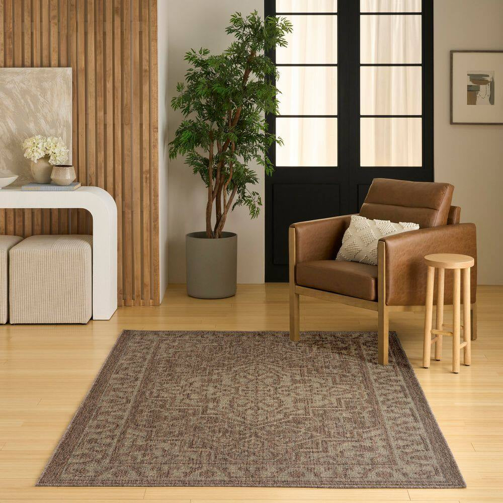 Tulum Brown 5 Ft. X 7 Ft. Center Medallion Contemporary Area Rug