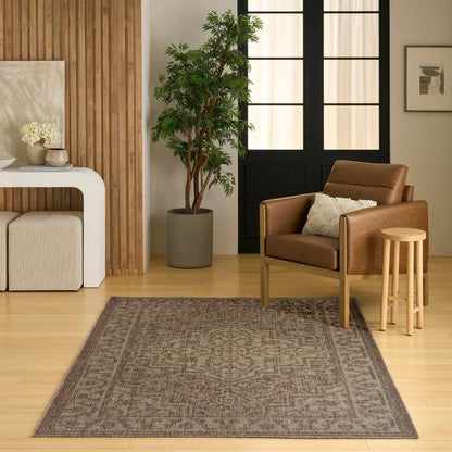 Tulum Brown 5 Ft. X 7 Ft. Center Medallion Contemporary Area Rug