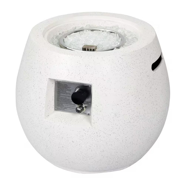 21.25" Round Terrazzo Concrete Propane Fire Pit Table – 40,000 BTU with Lid