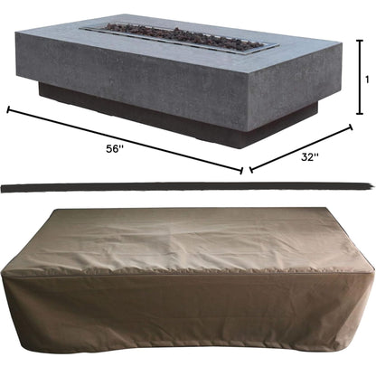 Hampton 56'' x 32'' Cast Concrete Fire Pit Table | 45,000 BTU | Propane | Lava Rocks & Cover
