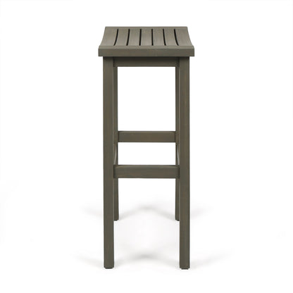 NIKKI CASA 3-Piece Outdoor Balcony Bar Set | Gray Acacia Wood | Table & 2 Stools | Seats 2