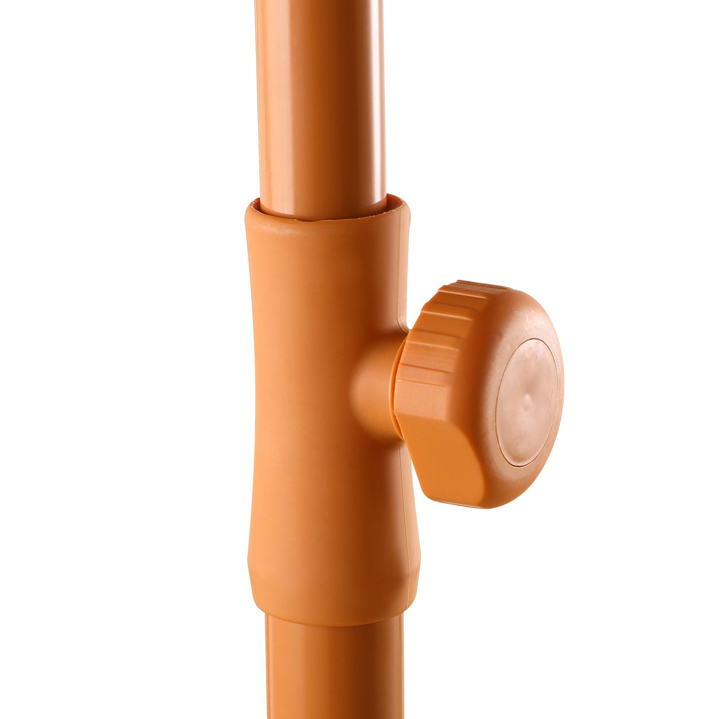 Orange metal rod with a cap on a white background