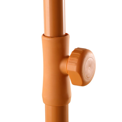 Orange metal rod with a cap on a white background