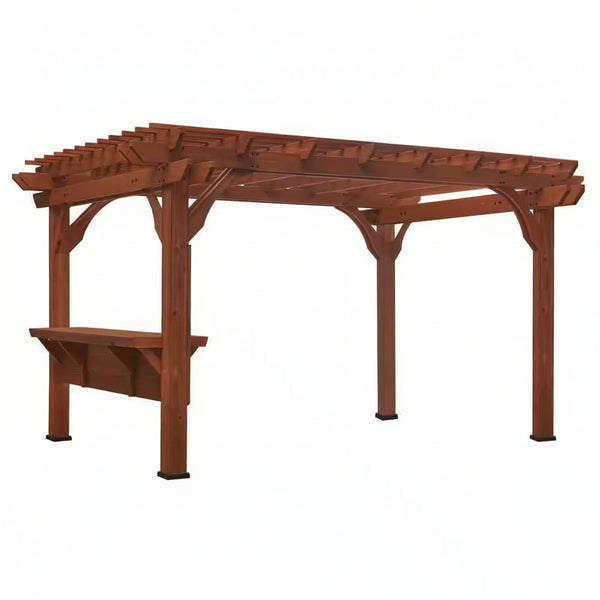 Backyard Discovery Ashland 10' x 14' Cedar Pergola | Built-In Bar, PowerPort & 100 mph Wind Rating