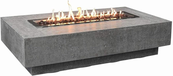 Hampton 56'' x 32'' Cast Concrete Fire Pit Table | 45,000 BTU | Propane | Lava Rocks & Cover