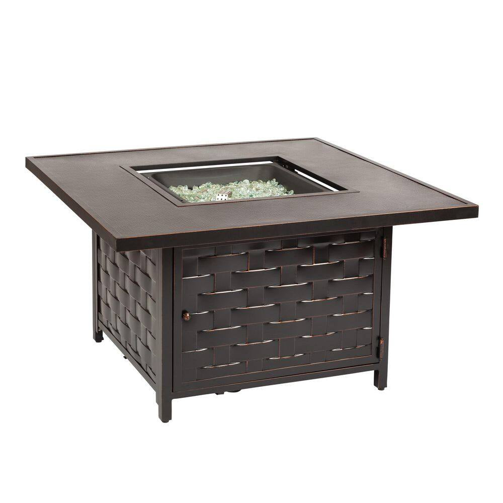 Armstrong 42 In. X 24 In. Square Cast Aluminum LPG Fire Pit Table in Antique Bronze