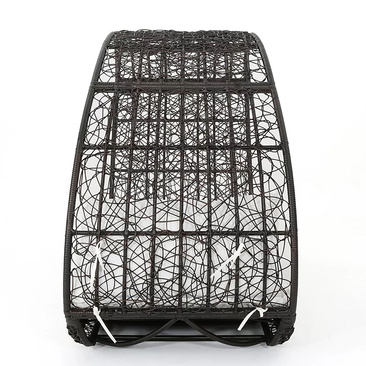 Black woven chair on a white background
