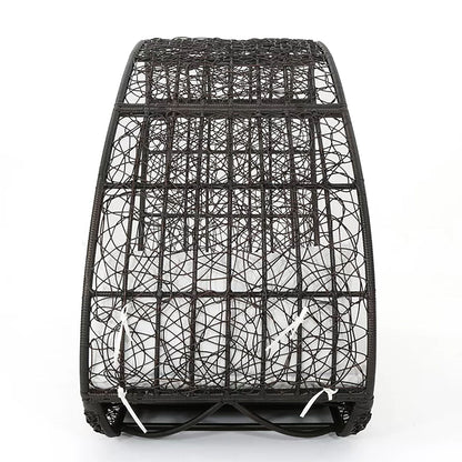 Black woven chair on a white background