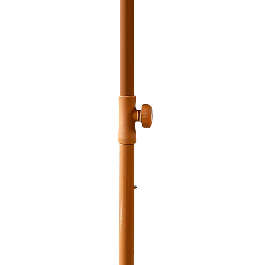 Brown metal pole with a clamp on a white background