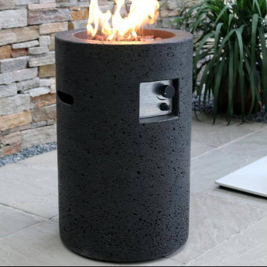 Lava Tube 27.8 In. High round Concrete Liquid Propane Fire Pit