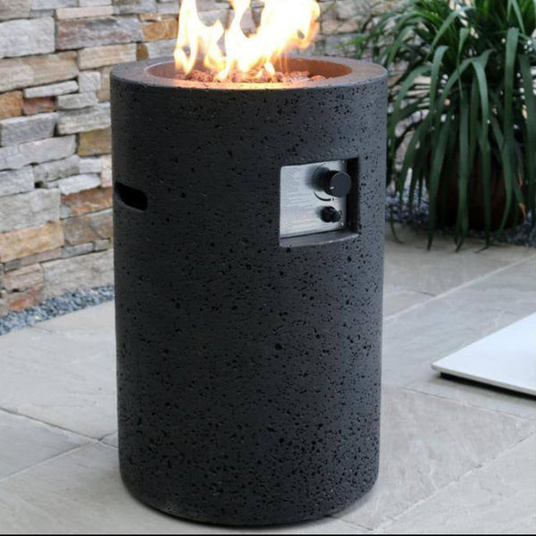 Lava Tube 27.8 In. High round Concrete Liquid Propane Fire Pit