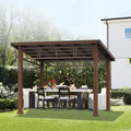 Chandler 10 Ft. x 12 Ft. Cedar Gazebo Pavilion | Iron Slope Hardtop | Waterproof Curtains Included