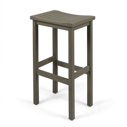 NIKKI CASA 3-Piece Outdoor Balcony Bar Set | Gray Acacia Wood | Table & 2 Stools | Seats 2