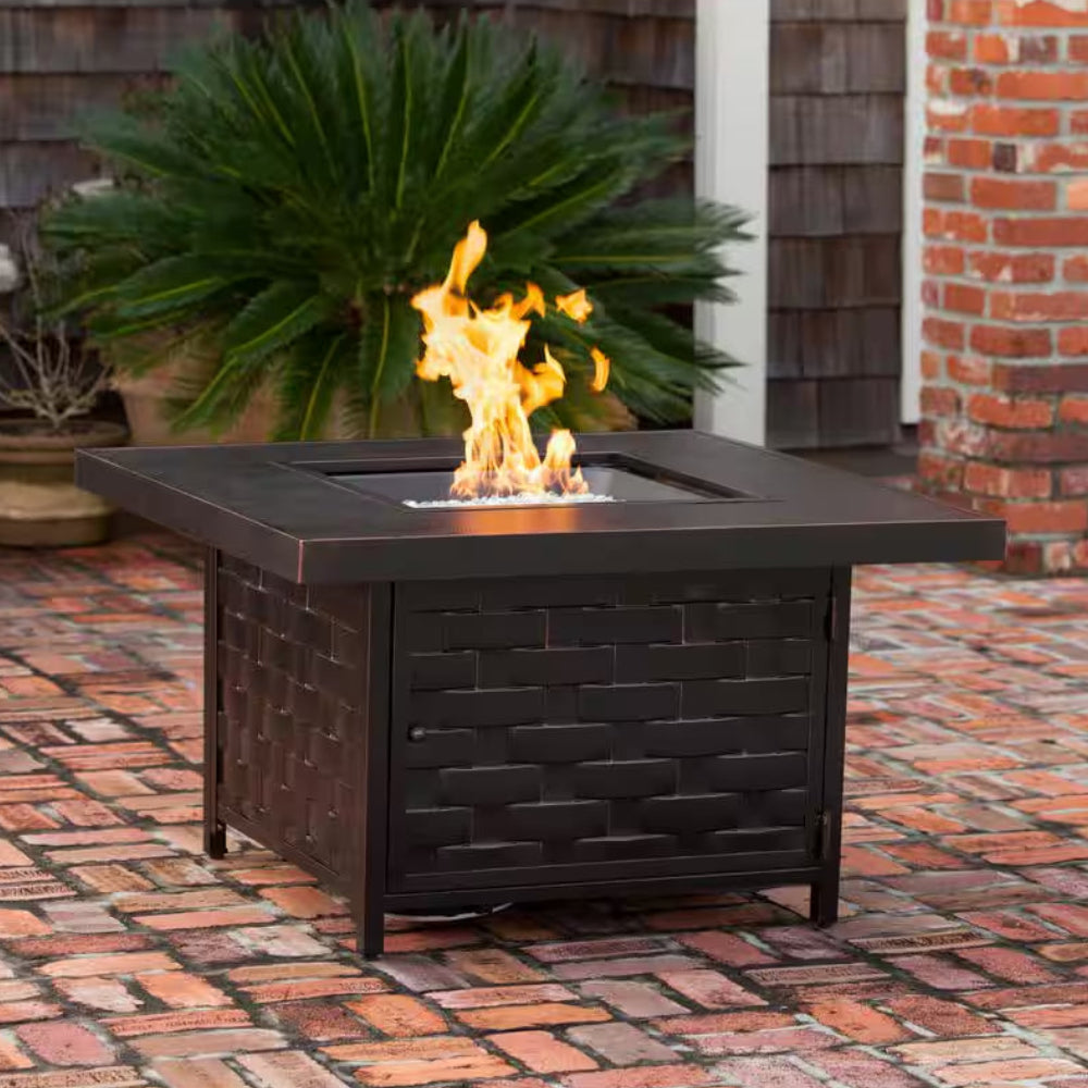 Armstrong 42 In. X 24 In. Square Cast Aluminum LPG Fire Pit Table in Antique Bronze