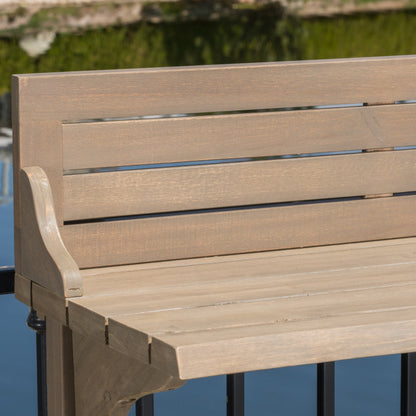NIKKI CASA 3-Piece Outdoor Balcony Bar Set | Gray Acacia Wood | Table & 2 Stools | Seats 2
