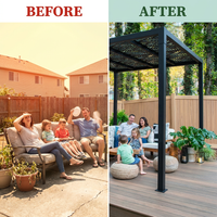8 Ft. X 8 Ft. Matte Black Aluminum Pergola — Before & After