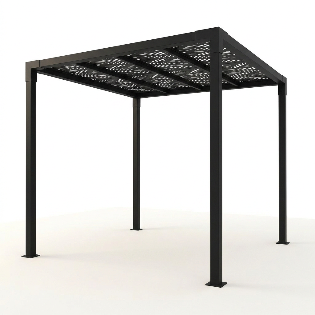 8 Ft. X 8 Ft. Matte Black Aluminum Pergola — Studio Shot