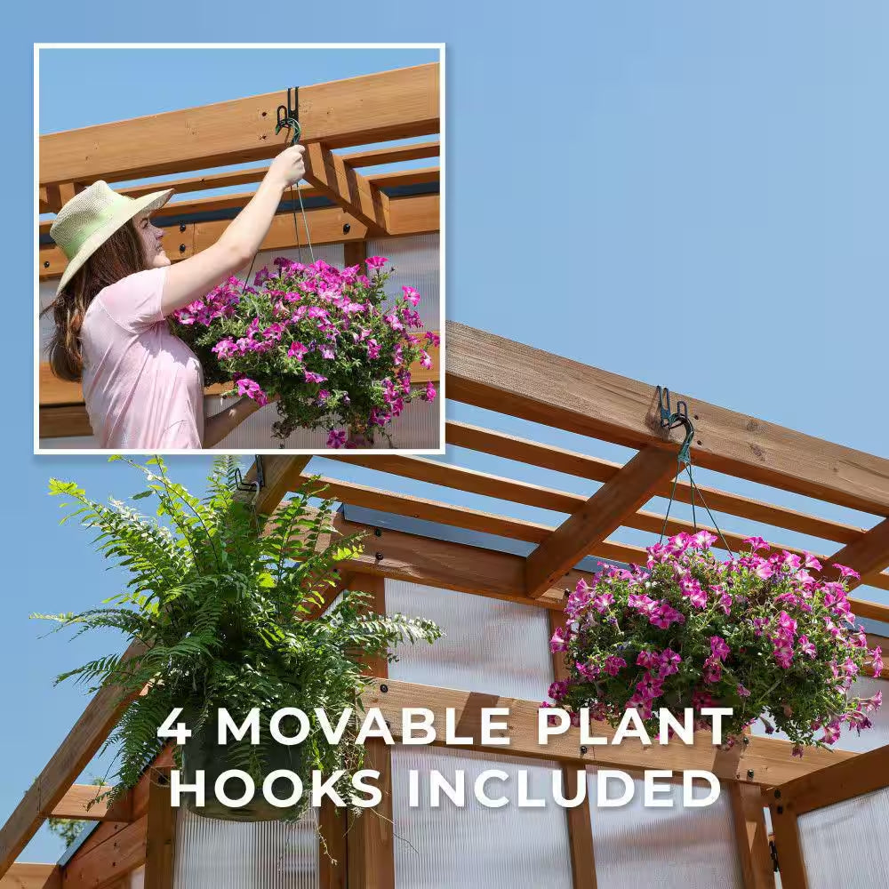 Poppy 11 Ft. W X 7 Ft. D X 8 Ft. H Cedar Wood and Polycarbonate Light Brown Walk-In Outdoor Greenhouse Kit